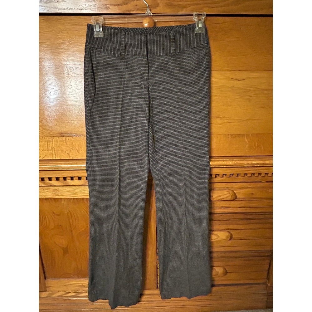 Y2K Career Dark Academia Black White Micro‎ Check Dress Pants Wide Leg Trousers